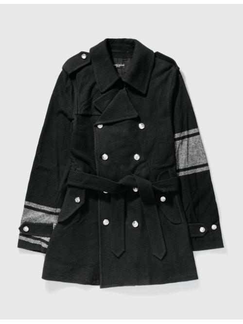 MASTERMIND JAPAN DOUBLE BREAST WITH SILVER GLITTER TRENCH COAT